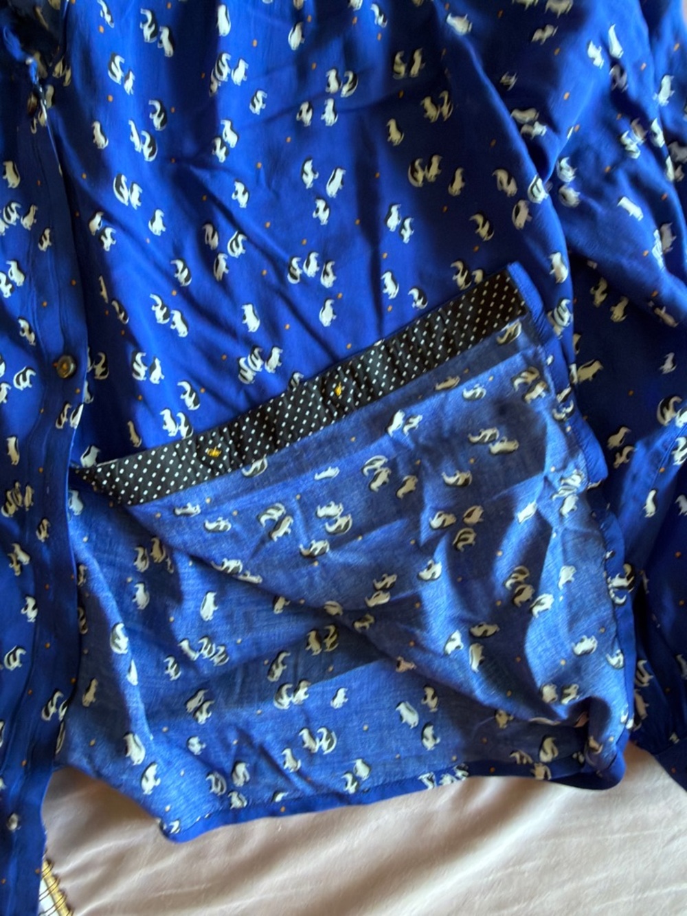Marisol Ruffled Blouse by Maeve for Anthropologie Size 16W Penguins - Picture 8 of 15